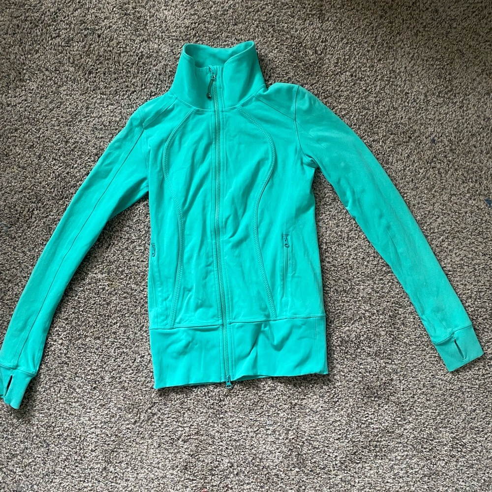Lululemon Nice Asana Jacket Bali Breeze Green Long Sleeve Fitted Womens